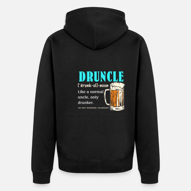 Druncle ivre oncle bière - Veste à capuche bio Premium Unisexe - noir
