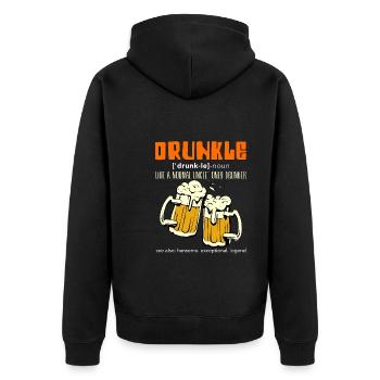 Beer Drinker Uncle Druncle - Unisex Premium Organic Zip Hoodie - black - Back - Nico (187cm)