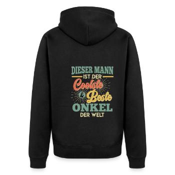 Dieser Mann ist der beste und coolste Onkel - Unisex Premium Bio Zip Hoodie - Schwarz - Hinten - Nico (187cm)