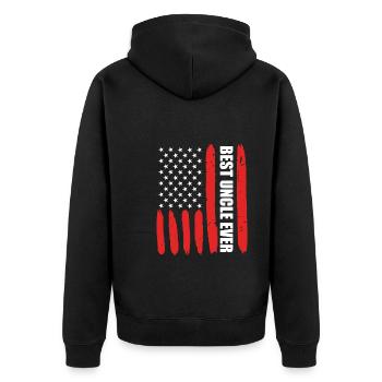 USA Onkel Bester Onkel - Unisex Premium Bio Zip Hoodie - Schwarz - Hinten - Nico (187cm)