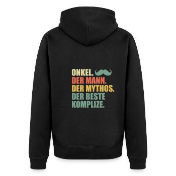 Onkel der Mann der Mythos der beste Komplize - Unisex Premium Bio Zip Hoodie - Schwarz - Hinten - Nico (187cm)