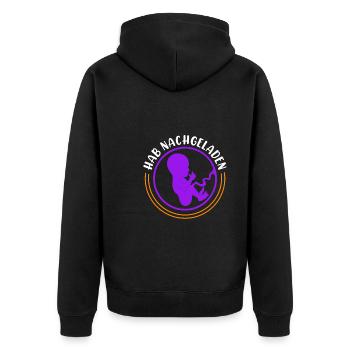 Ich habe nachgeladen zweites Kind - Unisex Premium Bio Zip Hoodie - Schwarz - Hinten - Nico (187cm)