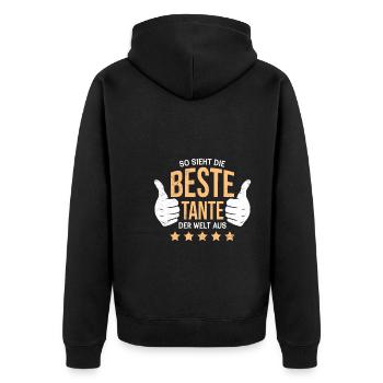 Beste Tante der Welt Familie Onkel Tante - Unisex Premium Bio Zip Hoodie - Schwarz - Hinten - Nico (187cm)