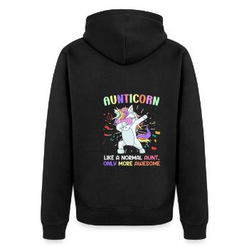 Einhorn Tante meine ist toller als deine Tante - Unisex Premium Bio Zip Hoodie - Schwarz - Hinten - Nico (187cm)