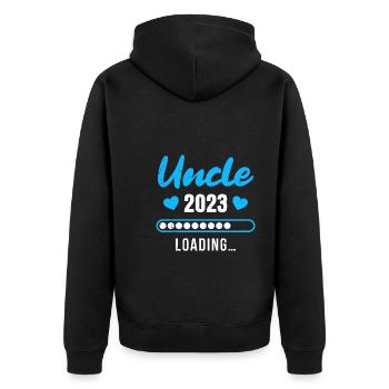 Onkel 2023 lädt werdender Onkel - Unisex Premium Bio Zip Hoodie - Schwarz - Hinten - Nico (187cm)