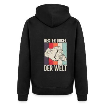 Bester Onkel der Welt - Unisex Premium Bio Zip Hoodie - Schwarz - Hinten - Nico (187cm)