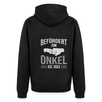 Befördert zum Onkel 2023 - Unisex Premium Bio Zip Hoodie - Schwarz - Hinten - Nico (187cm)