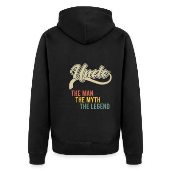 Uncle the Man of the Myth the Legend - Unisex Premium Organic Zip Hoodie - black - Back - Nico (187cm)