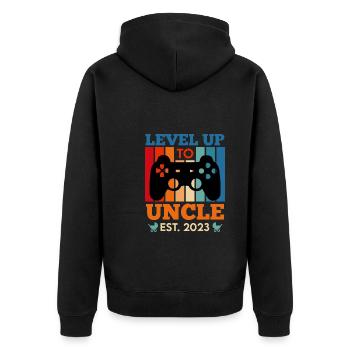 Niveau Oncle de jeu jusqu’à Oncle 2023 - Veste à capuche bio Premium Unisexe - noir - Dos - Nico (187cm)