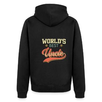 Best Uncle in the World Vintage Uncle - Unisex Premium Organic Zip Hoodie - black - Back - Nico (187cm)