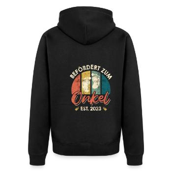 Befördert zum Onkel 2023 - Unisex Premium Bio Zip Hoodie - Schwarz - Hinten - Nico (187cm)