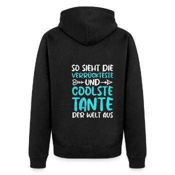 Die coole Tante verrückte Tante beste Tante - Unisex Premium Bio Zip Hoodie - Schwarz - Hinten - Nico (187cm)