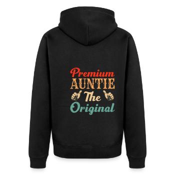 Premium Tante Das Original Super Tante Beste Tante - Unisex Premium Bio Zip Hoodie - Schwarz - Hinten - Nico (187cm)