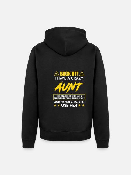 Forsiktig jeg har en gal tante Supertante - Premium økologisk unisex-hettejakke - svart