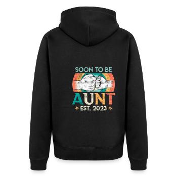 Ich werde Tante 2023 Bald Tante Beste Tante - Unisex Premium Bio Zip Hoodie - Schwarz - Hinten - Nico (187cm)