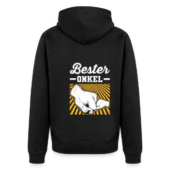 Bester Onkel - Unisex Premium Bio Zip Hoodie - Schwarz - Hinten - Nico (187cm)