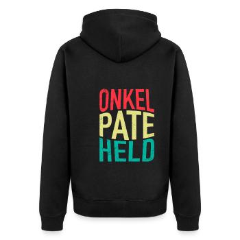 Vintage Onkel Pate Mythos Legende bester Onkel - Unisex Premium Bio Zip Hoodie - Schwarz - Hinten - Nico (187cm)