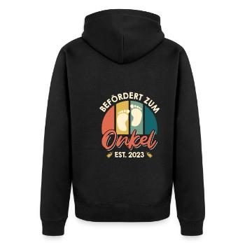 Befördert zum Onkel 2023 - Unisex Premium Bio Zip Hoodie - Schwarz - Hinten - Nico (187cm)