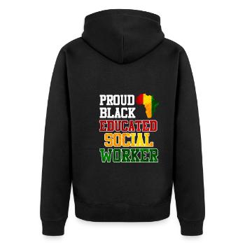 Africa Education I am a proud social worker - Unisex Premium Organic Zip Hoodie - black - Back - Nico (187cm)