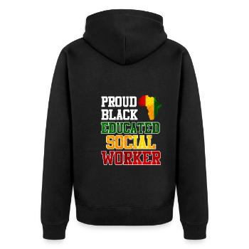 Africa Education I am a proud social worker - Unisex Premium Organic Zip Hoodie - black - Back - Nico (187cm)