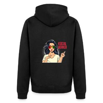 Afrika Ich bin Sozialarbeiterin - Unisex Premium Bio Zip Hoodie - Schwarz - Hinten - Nico (187cm)