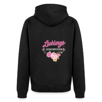 Sozialarbeiterin du bist die beste Betreuerin - Unisex Premium Bio Zip Hoodie - Schwarz - Hinten - Nico (187cm)