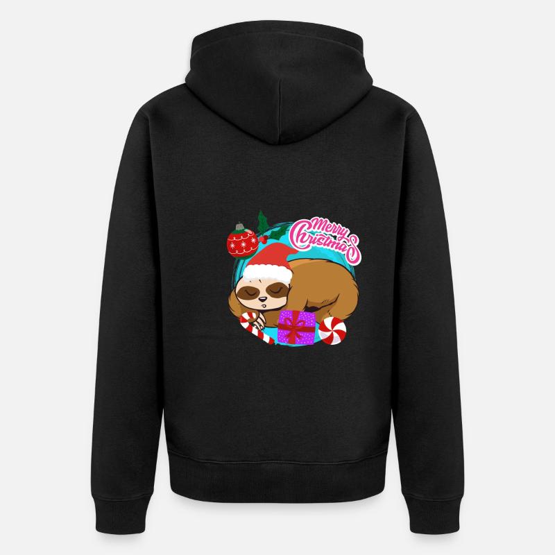 Sloth Christmas Merry Christmas - Unisex Premium Organic Zip Hoodie - black