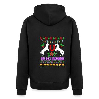 Ho Ho Chevaux Ugly Chritsmas Cavalier Cavalier - Veste à capuche bio Premium Unisexe - noir - Dos - Nico (187cm)