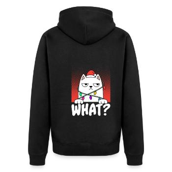 Grim Cat What Cat Christmas String of Lights - Unisex Premium Organic Zip Hoodie - black - Back - Nico (187cm)