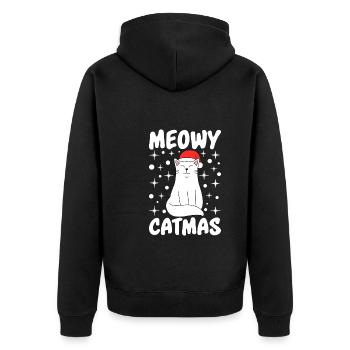 Katzenbesitzer Katzen Spruch Meowy Christmas - Unisex Premium Bio Zip Hoodie - Schwarz - Hinten - Nico (187cm)