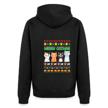 Miaou Noël moche Noël Weihnachten - Veste à capuche bio Premium Unisexe - noir - Dos - Nico (187cm)