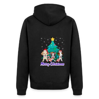 Dogs Christmas Merry Christmas Dog Owners - Unisex Premium Organic Zip Hoodie - black - Back - Nico (187cm)