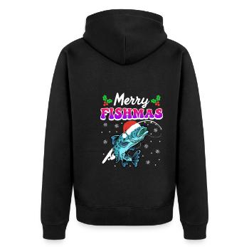 Merry Fishmas Angler Christmas Angel - Unisex Premium Organic Zip Hoodie - black - Back - Nico (187cm)