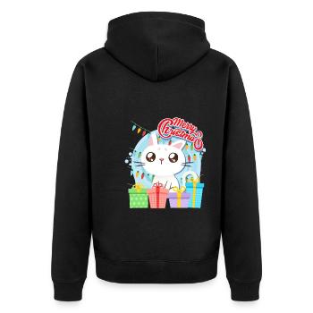 Merry Catmas Cats Children - Unisex Premium Organic Zip Hoodie - black - Back - Nico (187cm)