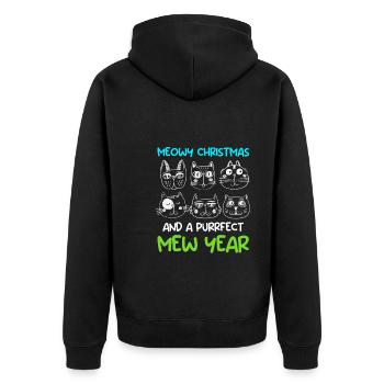 Miaou de Noël et un chat purrfect année - Veste à capuche bio Premium Unisexe - noir - Dos - Nico (187cm)