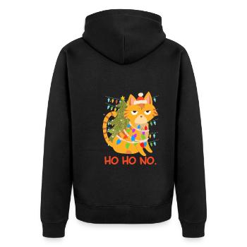Funny Cat Chain of Lights Tannenbau - Unisex Premium Organic Zip Hoodie - black - Back - Nico (187cm)