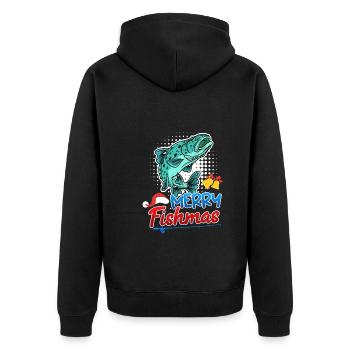Angler Christmas Christmas - Unisex Premium Organic Zip Hoodie - black - Back - Nico (187cm)