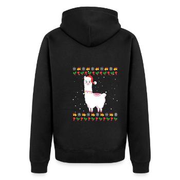 Noël moche Lama Alpaga Noël - Veste à capuche bio Premium Unisexe - noir - Dos - Nico (187cm)