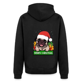 Pug Dog Propriétaire de chien Joyeux Noël - Veste à capuche bio Premium Unisexe - noir - Dos - Nico (187cm)