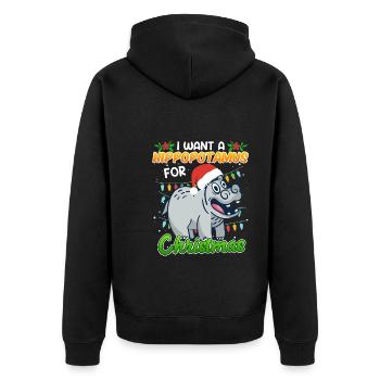 I want a Hippotmus for Christmas - Unisex Premium Bio Zip Hoodie - Schwarz - Hinten - Nico (187cm)