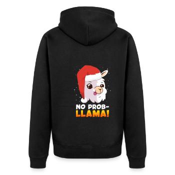 No Prob LLama Lampa Alpaca Christmas - Unisex Premium Organic Zip Hoodie - black - Back - Nico (187cm)
