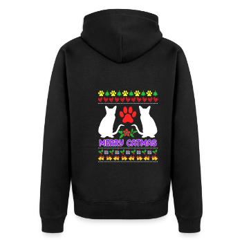 Ugly Christmas Katzen - Unisex Premium Bio Zip Hoodie - Schwarz - Hinten - Nico (187cm)