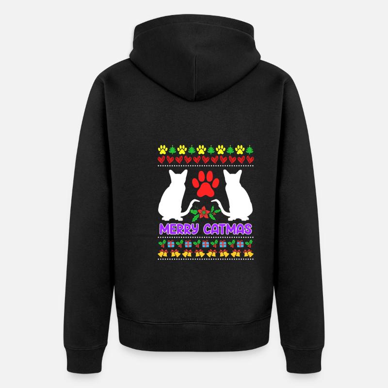 Chats de Noël moches - Veste à capuche bio Premium Unisexe - noir