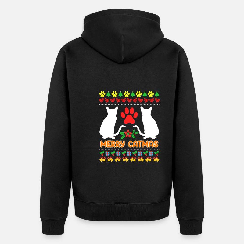 Chats de Noël moches - Veste à capuche bio Premium Unisexe - noir