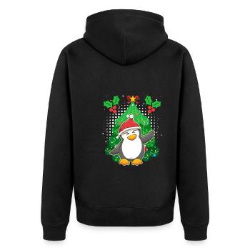 Pinguin Weihnachten Pinguin Tannenbaum - Unisex Premium Bio Zip Hoodie - Schwarz - Hinten - Nico (187cm)