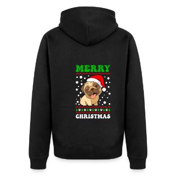 Joyeux Noël chien carlin chien propriétaire carlin - Veste à capuche bio Premium Unisexe - noir - Dos - Nico (187cm)