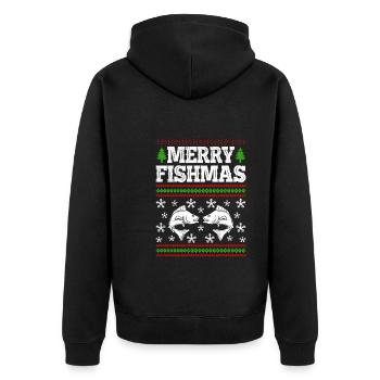 Merry Fishmas Angler Christmas Angel - Unisex Premium Organic Zip Hoodie - black - Back - Nico (187cm)