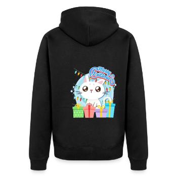 Merry Catmas Cats Children - Unisex Premium Organic Zip Hoodie - black - Back - Nico (187cm)