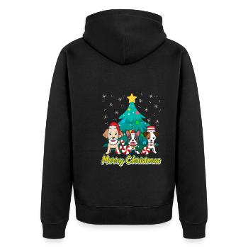 Dogs Christmas Merry Christmas Dog Owners - Unisex Premium Organic Zip Hoodie - black - Back - Nico (187cm)