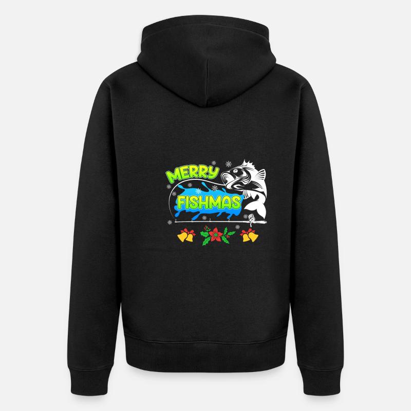 Pêcheur Noël Pêche Joyeux Poissons - Veste à capuche bio Premium Unisexe - noir